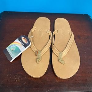 Rainbow Flip Flops tan size 7.5-8.5